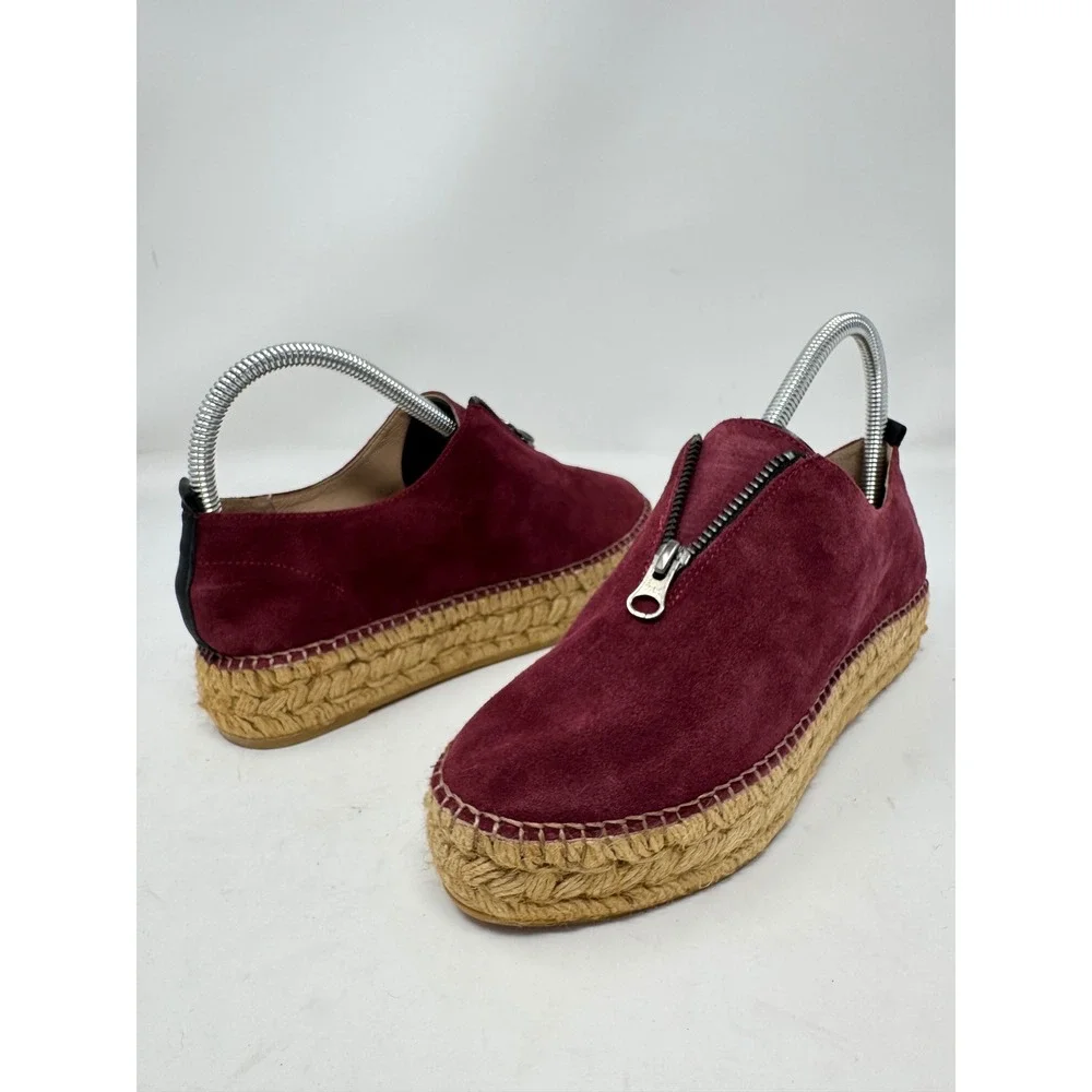 Eric Michael Serena Slip-On Suede Zip Espadrille Platform Made in Spain Size 37